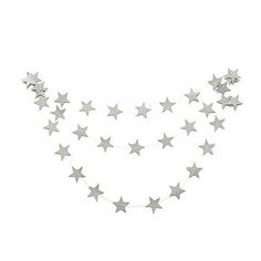 silver star garland on a white background