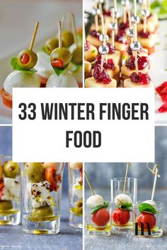 Winter Finger Food 1 1 Christmas Shower Food Ideas, Savory Winter Appetizers, Winter Party Horderves, Winter Canapes Ideas, Winter Snack Ideas For Party, Christmas Dishes For Party, Christmas Party Appies, Winter Brunch Theme Ideas, Sledding Party Food