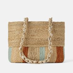 Brand New With Tags. Shopper Bag In A Combination Of Colors. Made Of Natural Materials. Woven Exterior. Tortoiseshell Link Shoulder Straps. Lined Interior With Pocket. - Height X Length X Width: 10.4 X 11.6 X 6.7" - Main Material 100% Jute; Shoulder Strap 50% Acrylic, 50% Jute Castaner Espadrilles, Parisian Women, Holiday Packing, Loewe Bag, Zara Bags, Carry On Suitcase, Basket Bag, Shopper Bag, Knitted Bags