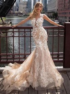 Mermaid \ Trumpet Jewel Neck Chapel Train Lace Tulle Regular Straps Illusion Detail Backless Wedding Dresses - wedding dresses Lace Wedding Dress Sleeveless, Dresses Country, Milla Nova, Bridal Gowns Mermaid, Pnina Tornai, Red Wedding Dresses, Pink Wedding Dresses, Mermaid Wedding Dresses, Backless Wedding