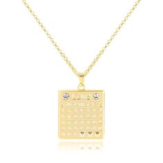 PRICES MAY VARY. ♥GOLD CALENDAR PENDANT NECKLACE♥This gold square calendar pendant necklace is a unique fusion of time's beauty and fashion. The square pendant delicately carved with a month's dates starting from Sunday, crafted in 14K gold-plated brass, adorned with circular cubic zirconia stones sparkling around the edges. The top "LOVE" lettering design adds a romantic touch, while the heart-shaped embellishment brings warmth. ♥SQUARE CALENDAR NECKLACE♥Whether for everyday wear or special occ Calendar Necklace, Day Calendar, Large Pendant Necklace, Date Calendar, Adjustable Jewelry, Perpetual Calendar, Valentines Day Birthday, Square Pendant, Unique Charms