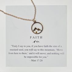 A reminder to trust God when times are hard! "Truly I tell you, if you have faith as small as a mustard seed, nothing will be impossible for you." - Matthew 17:20 War in Ukraine, a global pandemic, and social unrest. Now more than ever, we need to strengthen our faith in God. Our Mustard Seed Necklace is the perfect reminder to trust in God during these hard times. Wear this necklace and remember that if you have faith the size of a mustard seed, you can move mountains! What does it mean to have Faith Like A Mustard Seed Tattoo, Faith Of A Mustard Seed Quote, Matthew 17:20, Matthew 17 20 Tattoo, Mustard Seed Tattoo, Faith Like A Mustard Seed, Faith Of A Mustard Seed, Seed Tattoo, Unbiological Sister Necklace