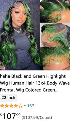 Hair Skunk Stripe, Skunk Stripe Wig, Body Wave Frontal, Ombre Lace Front Wig, Skunk Stripe, Highlight Wig, Ombre Lace Front, Black Highlights, Green Wig