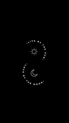 the sun and moon are seen in the dark night sky with words written on it