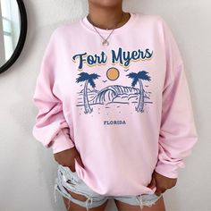 Florida Sweatshirt Preppy Sweatshirt Fort Myers Crewneck Beach Sweatshirt Trendy Crewneck Aesthetic Crewneck Moving To Florida Hoodies Ideal for any situation, a unisex heavy blend crewneck sweatshirt is pure comfort. These garments are made from polyester and cotton. This combination helps designs come out looking fresh and beautiful. The collar is ribbed knit, so it retains its shape even after washing. There are no itchy side seams on these sweaters. .: 50% Cotton 50% Polyester .: Medium-heav Florida Hoodie, Florida Sweatshirt, Crewneck Aesthetic, California Sweater, Sweatshirt Preppy, Aesthetic Crewneck, Coconut Girl Aesthetic, Preppy Sweatshirts, California Sweatshirt