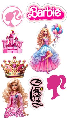 barbie princess stickers are shown on a white background