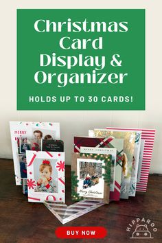 christmas card display and organizer holds up to 50 cards with the text, christmas card display & organizer holds up to 30 cards