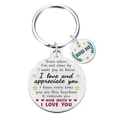 a keychain with the words i love you written on it