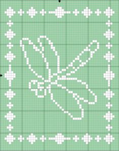 a cross stitch pattern with an image of a butterfly on the bottom and one side