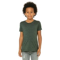 Bella + Canvas Youth Jersey Short-Sleeve T-Shirt - 3001Y, Bella + Canvas, 3001Y, HEATHER FOREST, L, T-Shirts, Cheap Short Sleeve T Shirts For Youth, 4.2 oz., 100% Airlume combed and ring-spun cotton, 30 singles; Heather CVC/Blend Colors: 52% airlume combed and ring-spun cotton, 48% poly (Ath. Heather - 90% airlume combed and ring-spun cotton, 10% poly); Neon Colors: 3.6 oz., 52% airlume combed and ring-spun cotton 48% poly, 40 singles; Black Heather CVC: 90% airlume combed and ring-spun cotton 1 Raglan Shirts, Neon Colors, Jersey T Shirt, Silhouette Cameo, Forest Green, Heathers, Bella Canvas, Kids Tshirts, Short Sleeve Tee