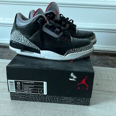 Men’s Air Jordan 3 Retro Size: 13 Color: Black/Varsity Red-Cement Grey Good Condition Black Air Jordan 4 High-top With Air Cushioning, Black High-top Air Jordan 4 With Air Cushioning, Casual Black Air Jordan 4 With Air Cushioning, Air Jordan 4 Black With Air Cushioning For Sports, Black Air Jordan 4 With Air Cushioning For Sports, Black Leather Basketball Shoes With Air Cushioning, Black Jordan Shoes With Air Max Cushioning, Black Leather Jordan Shoes With Air Max Cushioning, Jordan Shoes Men