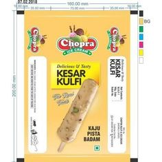 chopa ice cream with kesar kulfi on the front and back side