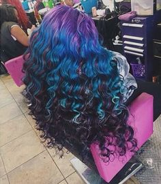 Love it..!! Blue And Purple Hair, Have Inspiration, Prom Hairstyles, Hair Black, Summer Hair, Hair Color Ideas