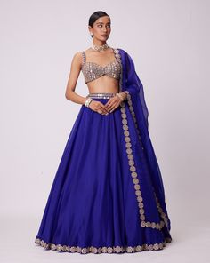 Persian Blue Linear Mirror Embroidered Lehenga And Dupatta Clubbed with Real Hand Cut Mirror Embroidered Sleeveless Blouse.From Vvani Vats Jugmug's collection.DELIVERY TIMEPlease allow 8-12 weeks for your outfit to arrive.FABRIC DETAILSLehanga - Organza Dupatta - OrganzaBlouse - GeorgetteProfessional cleaning only. Blue Organza Lehenga, Organza Lehenga, Blue Organza, Mirror Embroidery, Weddings Receptions, Outfits Woman, Blue Lehenga, Persian Blue, Embroidered Lehenga