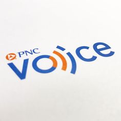 an orange and blue voice logo on a white paper with the words pnc voice