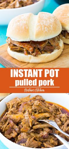 instant pot pulled pork recipe in a white bowl