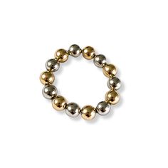 15mm gold and silver plated ball shaped stretch bracelet Please avoid any contact with perfumes and cosmetics Gold Stretch Bracelet, Jewelry Bracelets Gold, Ball Bracelet, Mens Gold, Fine Earrings, Fashion Jewellery, Mens Jewelry Bracelet, Gold Plated Silver, Heart Jewelry