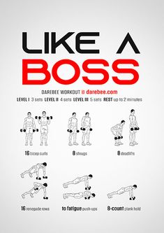 a poster with instructions for how to do a dumbble like a boss in the gym