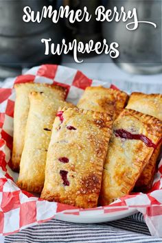 cranberry turnovers on a plate with text overlay