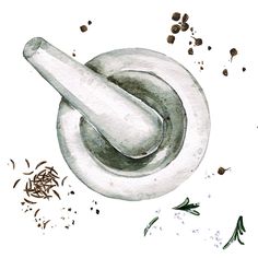 illustration of mortar and pestle on white background with clippings stock photo royalty