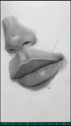 a pencil drawing of a woman's lips