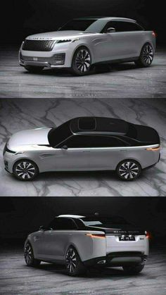 the concept car is shown in three different views