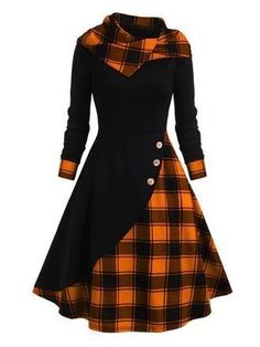 Retro Dress Outfits Vintage Style, Retro Dress Pattern, Cool Dresses, Halloween Dresses, Retro Stage, Patchwork Dress, Chic Vintage, Really Cute Outfits, Retro Dress