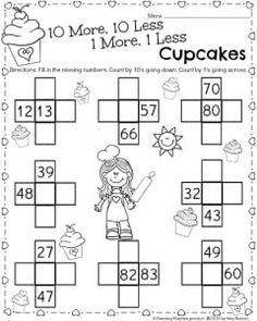 worksheet for number ten math practice with cupcakes