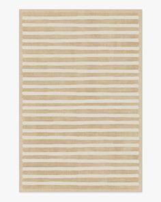 a beige and white rug with horizontal stripes