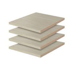 three plywood boards stacked on top of each other in front of a white background