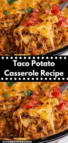 taco potato casserole recipe with cheese and tomatoes