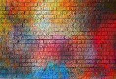 an empty brick wall painted with multicolored paint stock photo - 957982