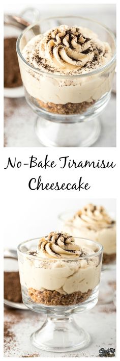 no - bake triannisu cheesecake in a glass dish