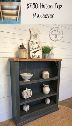 an old bookcase turned into a diy hutch top makeover