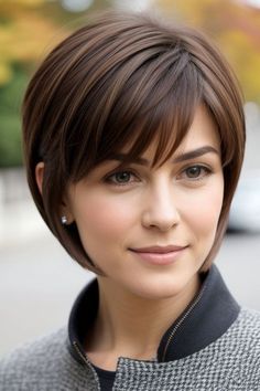 Stylish haircuts can really elevate your look! Here are some popular options that are trendy right now: Bob: A classic that never goes out of style, the bob can be sleek or textured, with variations like the blunt bob or the shaggy bob. Lob: The long bob, or lob, is perfect for those who want length without the commitment of long hair. It works well with waves or straight styles. Short Hairstyle Women Ideas, Woman Short Haircut, Feminine Short Hair, Short Short Hair, New Haircut Ideas, Cortes Bob, Easy Hair Cuts