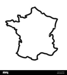 a black and white map of france on a white background with the outline of the country - stock image