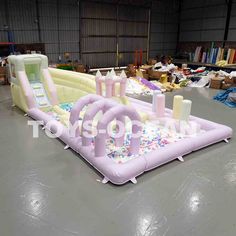 an inflatable bouncer with candles on it