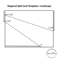 the diagonal split card template landscape is shown in black and white, with lines drawn across it