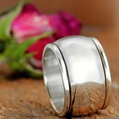 See Pics Above For This New Silver-Plated Wide Band Ring. Unisex Size 8. Still In Packaging. Fake Rings, Bride Hairstyles Updo, Ring Design Ideas, Accesories Jewelry, Zierlicher Ring, Men Rings, Chunky Ring, Meditation Rings, Jewellery Rings