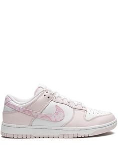 Dunk Low "Pink Paisley" sneakers from Nike featuring light pink, white, leather, signature Swoosh logo detail, round toe, front lace-up fastening, logo patch at the tongue, branded insole and rubber sole. These styles are supplied by a premium sneaker marketplace. Stocking only the most sought-after footwear, they source and curate some of the most hard to find sneakers from around the world.. Nike Dunk Low Pink Paisley, Light Pink Nike Shoes, Coquette Shoes Sneakers, Pink Paisley Dunks, Light Pink Dunks, Cute Nike Dunks, Light Pink Clothes, Shoes To Get, Cute Dunks