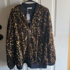 In'voland Womens Sequin Jacket Plus Size Sparkle Long Sleeve Jackets Front Zip This Is One Of The Most Popular Colors In This Line - On Other Sites You Will Pay Fare More - Grab This For The Holidays And Always Be Dressed To Perfection. Plus Size 22w Nwt Condition - Tag Bent, No Flaws That I See Lined Material:65%Polyester+35%Sequin Vogue Questions? Ask Away I Will Try To Answer You As Quickly As I Can Gold Outerwear For Winter Night Out, Gold Outerwear For Night Out In Winter, Gold Long Sleeve Outerwear For Night Out, Vogue Questions, Sequin Jacket, Popular Colors, Long Sleeves Jacket, Always Be, Sequin