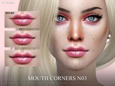 Pralinesims' Mouth Corners N03 Coconut Oil Eyebrows, Eye Bags Makeup, Cc Skin, Remove Eye Bags, The Sims 4 Skin, Face Details, Sims 4 Cc Makeup, Sims 4 Cc Skin