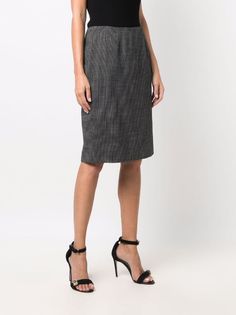 Christian Dior 2010s pre-owned high-waisted Straight Skirt - Farfetch Fitted Office Skirt With Concealed Fastening, Formal Wool Pencil Skirt Knee-length, Straight Skirt, Skirt Black, All Brands, Christian Dior, Midi Skirt, Dior, High Waisted