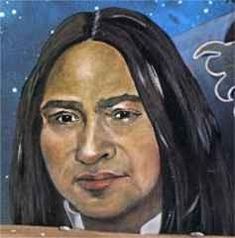 a painting of a man with long hair