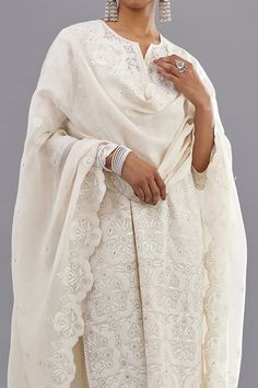 Shop for Kora Off White Jaal And Sequins Embroidered Straight Kurta Pant Set for Women Online at Aza Fashions Kurta And Dupatta, Kurta Pant Set, Embroidered Hem, White Kurta, Sequin Appliques, Pant Set For Women, Straight Kurta, Kurta With Pants, Pant Set