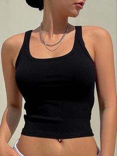 Slim Fit Crop Top, Black Cami Top, Sleeveless Tops Summer, Colorful Crop Tops, Summer Attire, Slim Fit Top, Cami Crop Top, Tank Top Cami, Tankini Top