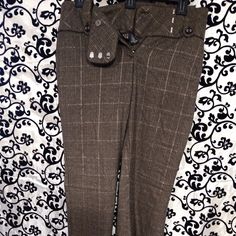 Tracy Evans Dress Pants, Euc, Never Worn Spring Fitted Gray Dress Pants, Fitted Winter Pants With Buttons, Fitted Pants With Buttons For Winter, Gray Dress Pants With Pockets For Fall, Fitted Gray Bottoms For Fall, Pants Color, Dress Pants, Boot Cut, Brown And Grey