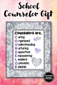 a pink and purple background with the words school counselor gift