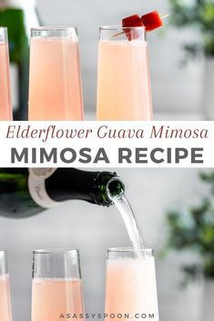 the elderflower guava mimosa recipe is served in glasses