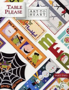 the front cover of table please art to heart magazine, featuring halloween decorations and spider webs